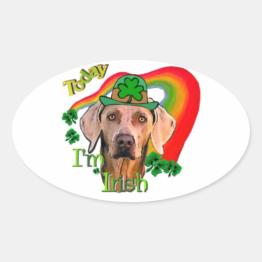 Weimaraner Saint Patricks Ovale Sticker (Voorkant)