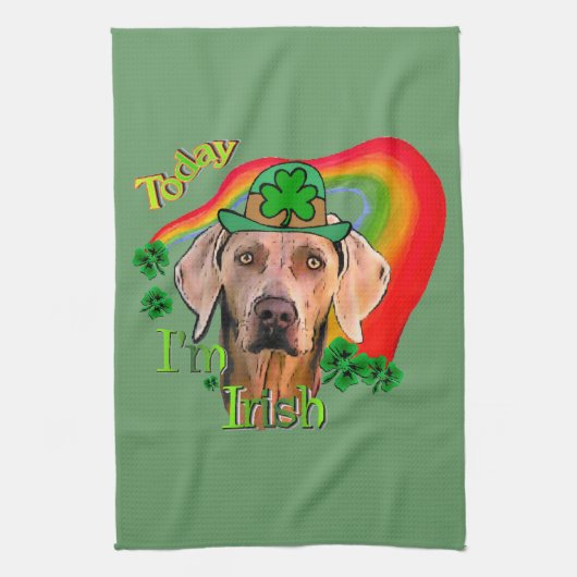 Weimaraner Saint Patricks Theedoek (Verticaal)