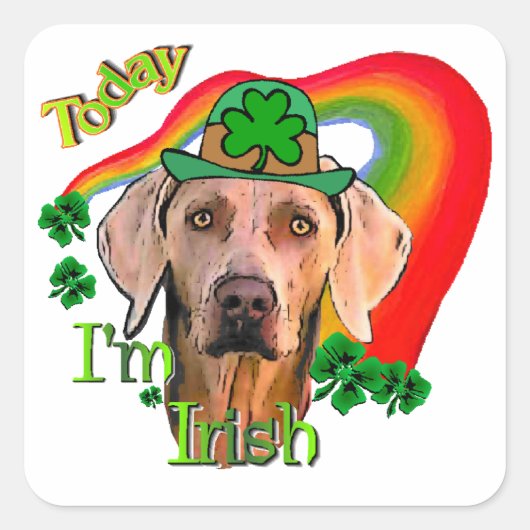 Weimaraner Saint Patricks Vierkante Sticker (Voorkant)