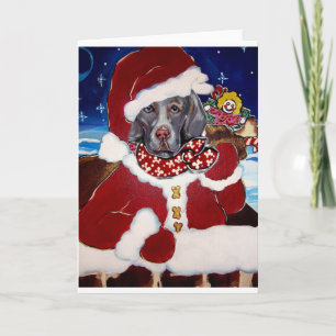 Weimaraner Santa Feestdagen Kaart