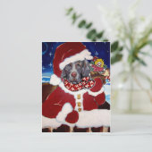 Weimaraner Santa Feestdagenkaart (Staand voorkant)