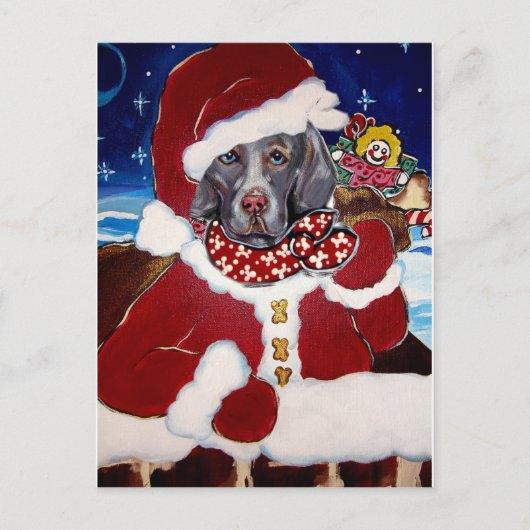 Weimaraner Santa Feestdagenkaart (Voorkant)