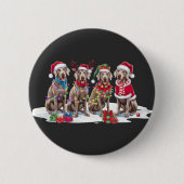 Weimaraner Santa hat gewei elf kerstverlichting Ronde Button 5,7 Cm (Voorkant)
