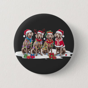 Weimaraner Santa hat gewei elf kerstverlichting Ronde Button 5,7 Cm