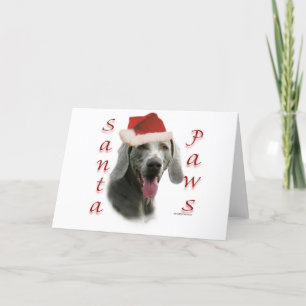 Weimaraner Santa Paws Feestdagen Kaart