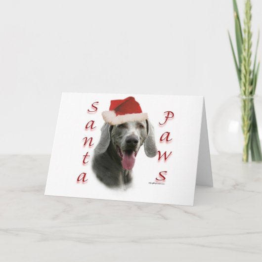 Weimaraner Santa Paws Feestdagen Kaart (Voorkant)