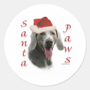 Weimaraner Santa Paws Ronde Sticker