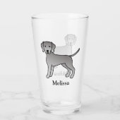 Weimaraner Schattige Cartoon Hond & Naam Glas (Achterkant)