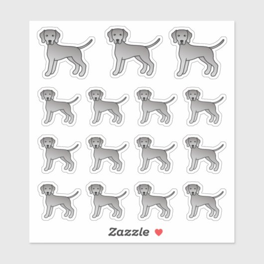 Weimaraner Schattige Cartoon Honden Sticker (Vel)