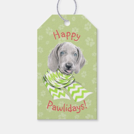 Weimaraner schattige puppy met sjieke Dog-portretk Cadeaulabel (Voorkant)