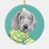 Weimaraner schattige puppy met sjieke Dog-portretk Keramisch Ornament (Voorkant)