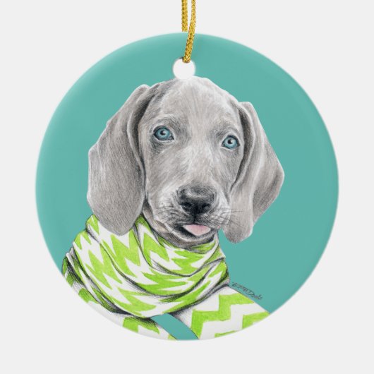 Weimaraner schattige puppy met sjieke Dog-portretk Keramisch Ornament (Voorkant)