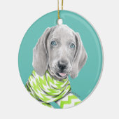 Weimaraner schattige puppy met sjieke Dog-portretk Keramisch Ornament (Links)