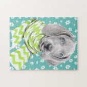 Weimaraner schattige puppy met sjieke Dog-portretk Legpuzzel (Horizontaal)