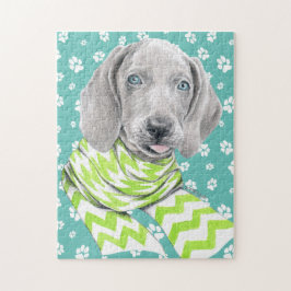 Weimaraner schattige puppy met sjieke Dog-portretk Legpuzzel