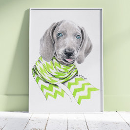 Weimaraner schattige puppy met sjieke Dog-portretk Poster