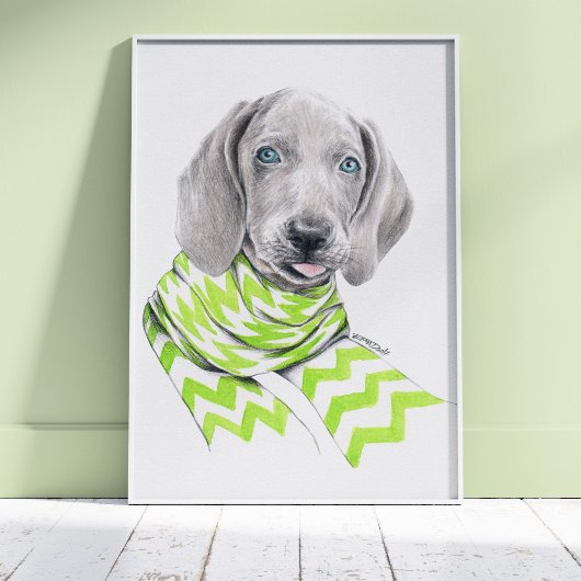 Weimaraner schattige puppy met sjieke Dog-portretk Poster