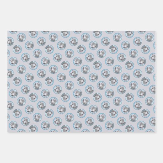 Weimaraner Schilderen Grijs Zilver Originele Hond  Inpakpapier Vel (Voorkant 3)