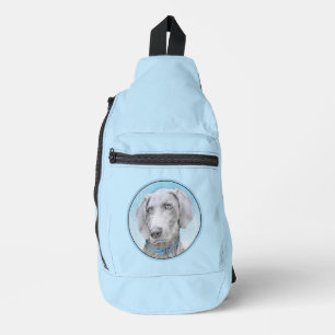 Weimaraner Schilderen Grijs Zilver Originele Hond  Sling Bag