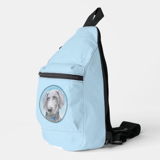 Weimaraner Schilderen Grijs Zilver Originele Hond  Sling Bag (Rechterhoek)