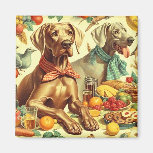 Weimaraner schilderij Magneet (Voorkant)