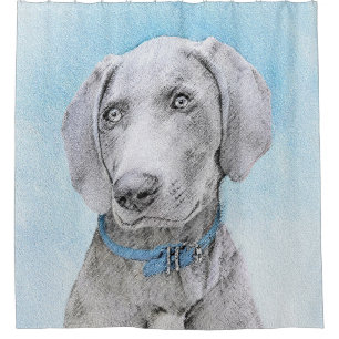 Weimaraner Schilderij - Mooie Originele Honden Kun Douchegordijn