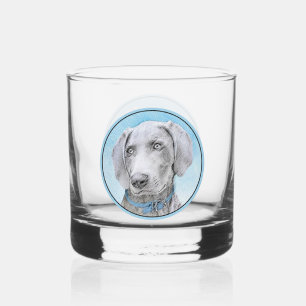 Weimaraner Schilderij - Mooie Originele Honden Kun Whisky Glas