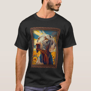 Weimaraner Schilderij Zonnebloem Bloem Moeder Vrou T-shirt