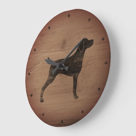 Weimaraner Silhouette Rustic Grote Klok (Hoek)