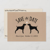 Weimaraner Silhouetten Bruiloft Save the Date Aankondigingskaart (Voorkant / Achterkant)