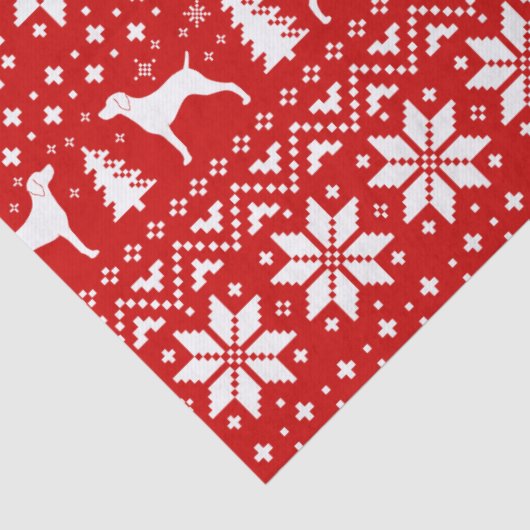 Weimaraner Silhouetten Kerstmis Patroon Rood Tissuepapier (Detail)