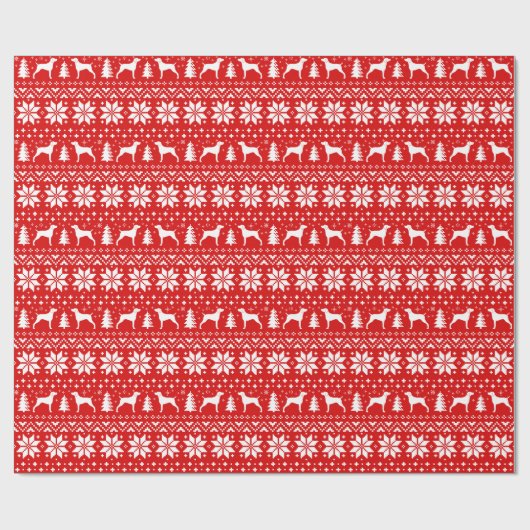 Weimaraner Silhouettes Dogs Kerstfeestdag Cadeaupapier (Vlak)