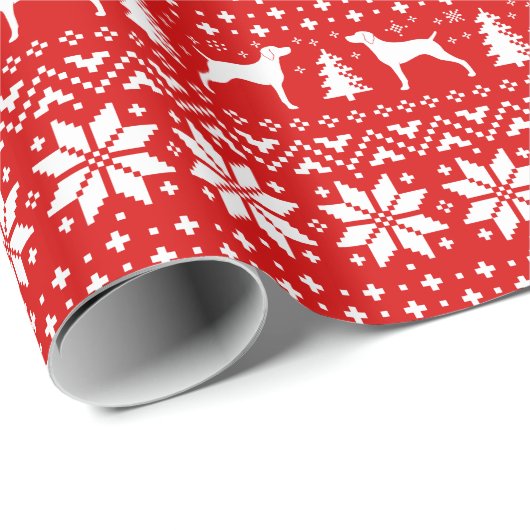 Weimaraner Silhouettes Dogs Kerstfeestdag Cadeaupapier (Rol Hoek)