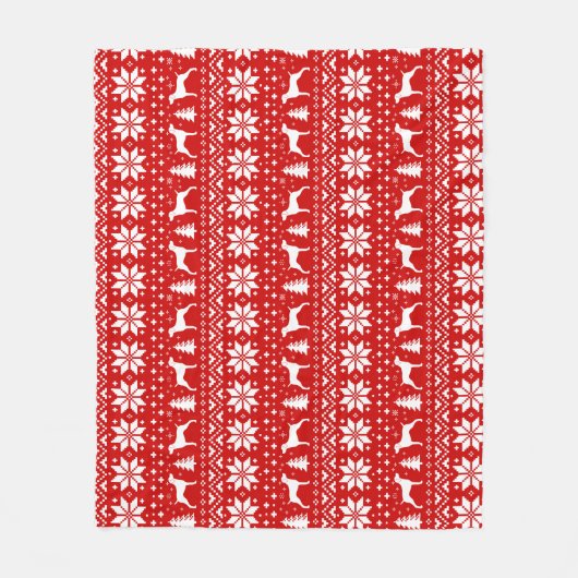 Weimaraner Silhouettes | Kerstmis Weim Dogs Fleece Deken (Voorkant)