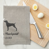 Weimaraner Silhouettes met hart en tekst Theedoek (Quarter Fold)