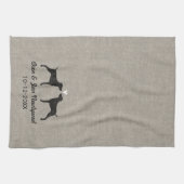 Weimaraner Silhouettes met hart en tekst Theedoek (Horizontaal)