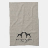 Weimaraner Silhouettes met hart en tekst Theedoek (Verticaal)