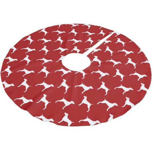 Weimaraner Silhouettes Pattern Red Kerstboom Rok (Gekanteld)