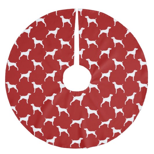 Weimaraner Silhouettes Pattern Red Kerstboom Rok (Voorkant)