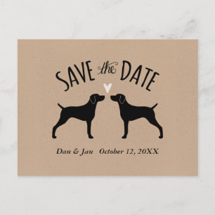Weimaraner Silhouettes Wedding Save the Date Aankondigingskaart