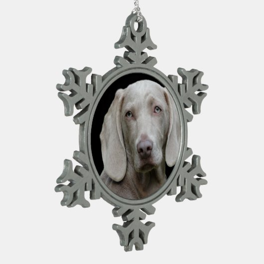 Weimaraner Silver Gray Tin Sneeuwvlok Ornament (Links)