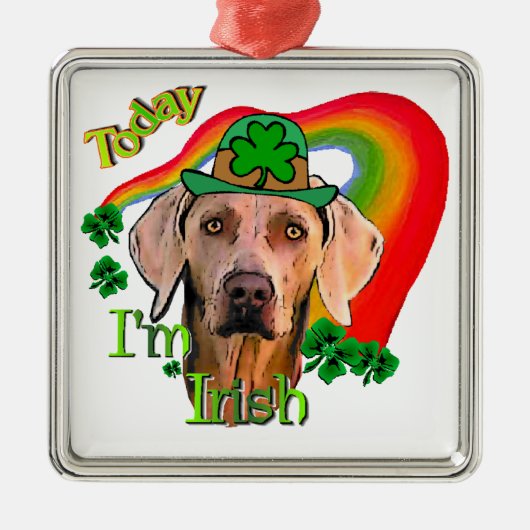 Weimaraner Sint-Patrick Metalen Ornament (Voorkant)
