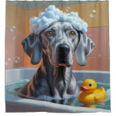 Weimaraner Sloom Slaperig Schattig Grappig Douchegordijn (Voorkant)