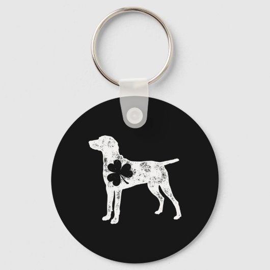 Weimaraner St Patricks Day Jongens Meisjes Shamroc Sleutelhanger (Voorkant)