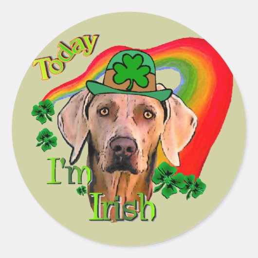 Weimaraner St. Patrick's Day Ronde Sticker (Voorkant)