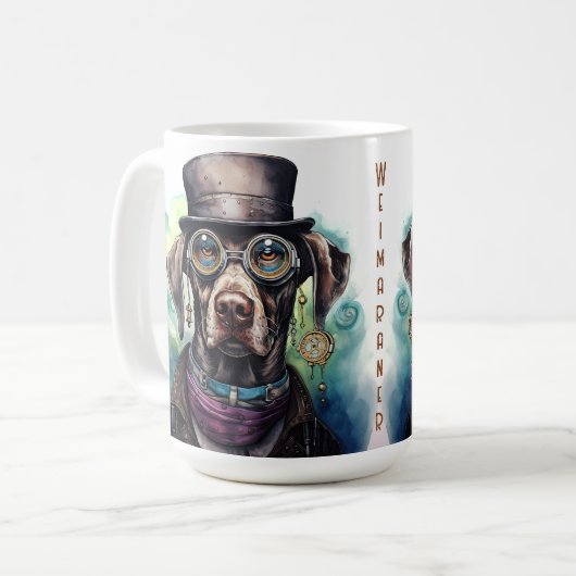 Weimaraner Steampunk Hond Koffiemok (Voorkant links)