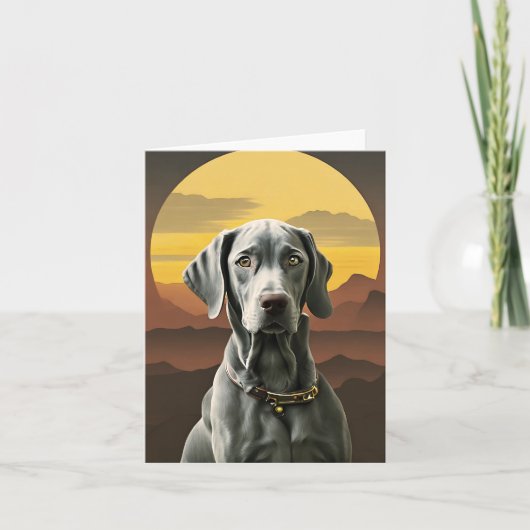 Weimaraner Sunset Wenskaart Kaart (Voorkant)