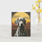 Weimaraner Sunset Wenskaart Kaart (Gele Bloem)
