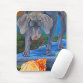 Weimaraner & Tabby Cat Mousepad Muismat (Met muis)