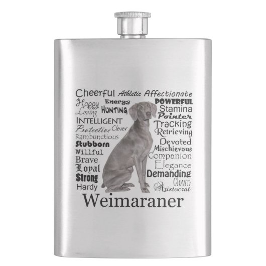 Weimaraner Traits Flask Heupfles (Voorkant)